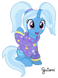 Size: 2501x3334 | Tagged: safe, artist:gutovi, trixie, pony, unicorn, g4, alternate hairstyle, babysitter trixie, clothes, cute, diatrixes, female, gameloft interpretation, high res, hoodie, pigtails, show accurate, simple background, solo, transparent background, twintails, vector