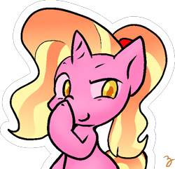 Size: 574x554 | Tagged: safe, artist:zutcha, luster dawn, pony, unicorn, g4, boop, female, self-boop, signature, simple background, solo, transparent background