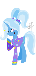 Size: 1553x3250 | Tagged: safe, artist:richartspark, trixie, pony, unicorn, g4, alternate hairstyle, babysitter trixie, clothes, female, hoodie, mare, one eye closed, solo, wink