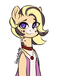Size: 1000x1312 | Tagged: safe, artist:cottonsweets, oc, oc only, oc:sugar sands, giraffe, pony, clothes, female, jewelry, mare, missing accessory, solo, vest