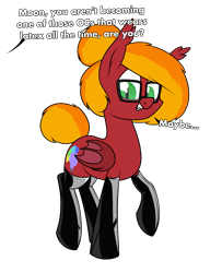 Size: 1603x1972 | Tagged: safe, artist:moonatik, oc, oc only, oc:moonatik, bat pony, pony, bat pony oc, bat wings, clothes, dialogue, glasses, hair bun, latex, latex socks, offscreen character, simple background, socks, solo, tail bun, transparent background, wings