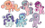 Size: 1280x796 | Tagged: safe, artist:mint-light, artist:nocturne-sol, oc, oc only, earth pony, hybrid, pegasus, pony, unicorn, zony, base used, deviantart watermark, female, interspecies offspring, magical lesbian spawn, mare, obtrusive watermark, offspring, parent:applejack, parent:big macintosh, parent:bon bon, parent:fluttershy, parent:lyra heartstrings, parent:pinkie pie, parent:rainbow dash, parent:rarity, parent:starlight glimmer, parent:sugar belle, parent:twilight sparkle, parent:zecora, parents:fluttermac, parents:glimmerjack, parents:lyrarity, parents:rainbon, parents:sugarpie, parents:twicora, simple background, transparent background, watermark