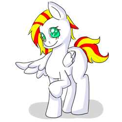 Size: 400x400 | Tagged: safe, artist:ask-pony-gerita, pegasus, pony, clothes, female, filly, hetalia, jersey, ponified, raised hoof, simple background, smiling, solo, transparent background