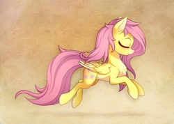 Size: 1280x912 | Tagged: safe, artist:zetamad, fluttershy, pegasus, pony, g4, atg 2020, chest fluff, cute, eyes closed, female, folded wings, mare, newbie artist training grounds, pale belly, profile, shyabetes, solo, wings