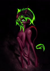 Size: 2480x3508 | Tagged: safe, artist:techwingidustries, oc, oc only, pony, unicorn, commission, cutie mark, glowing hair, green eyes, high res, solo, surprised