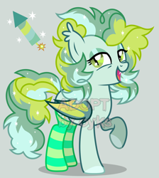 Size: 3150x3510 | Tagged: safe, artist:oyks, oc, oc only, bat pony, pony, adoptable, clothes, high res, socks, solo, sparkles, striped socks