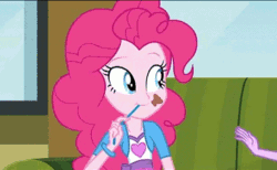 Size: 544x336 | Tagged: safe, screencap, pinkie pie, twilight sparkle, equestria girls, g4, my little pony equestria girls: rainbow rocks, animated, cleaning, cute, diapinkes, duo, duo female, female, gif, helping, napkin, wiping