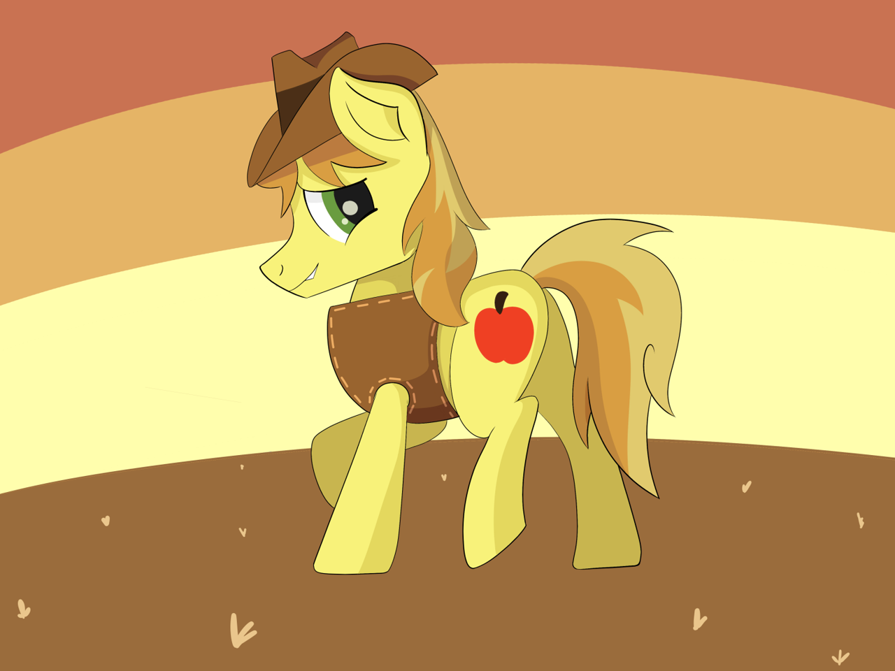 Safe Artist Augjodo Braeburn Earth Pony Pony G Digital Art Looking Back Male