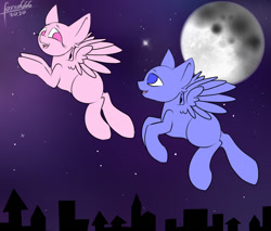 Size: 1000x850 | Tagged: safe, artist:foxxo666, pegasus, pony, commission, couple, cute, date, female, flying, happy, male, pair, your character here