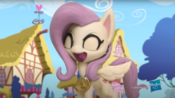 Size: 1672x935 | Tagged: safe, screencap, fluttershy, pegasus, pony, g4, g4.5, my little pony: stop motion short, the great race (short), cute, female, mare, medal, shyabetes, solo, stop motion