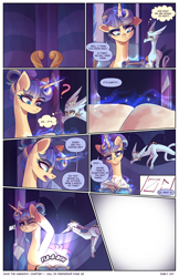 Size: 2301x3549 | Tagged: safe, artist:darlyjay, oc, oc:sterling sentry, pony, comic:save the harmony, book, comic, female, high res, magic, mare, offspring, parent:flash sentry, parent:twilight sparkle, parents:flashlight, solo