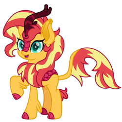 Size: 1024x1024 | Tagged: safe, artist:emeraldblast63, sunset shimmer, kirin, g4, cloven hooves, cute, female, kirin sunset, kirin-ified, open mouth, shimmerbetes, simple background, smiling, solo, species swap, transparent background