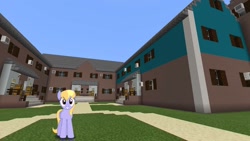 Size: 1334x750 | Tagged: safe, artist:bluemeganium, artist:topsangtheman, cloud kicker, pegasus, pony, g4, female, house, looking at you, minecraft, photoshopped into minecraft, solo