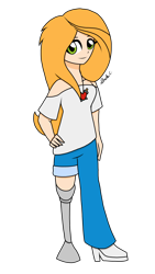 Size: 1280x2276 | Tagged: safe, artist:iamsheila, oc, oc only, oc:fawn braveheart, equestria girls, g4, amputee, full body, green eyes, orange hair, simple background, solo, transparent background