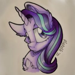 Size: 900x900 | Tagged: safe, artist:mychelle, starlight glimmer, pony, g4, bust, female, portrait, solo, traditional art