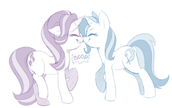 Size: 3328x2100 | Tagged: safe, artist:jessy, starlight glimmer, trixie, pony, unicorn, g4, boop, female, high res, lesbian, noseboop, ship:startrix, shipping, smiling