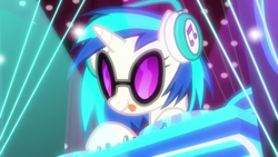 Size: 1920x1080 | Tagged: safe, screencap, dj pon-3, vinyl scratch, pony, unicorn, a horse shoe-in, g4, female, mare, solo, tongue out