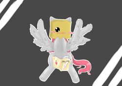 Size: 4092x2893 | Tagged: safe, artist:tomat-in-cup, oc, oc only, pegasus, pony, abstract background, blushing, book, paper bag, pegasus oc, solo, spread wings, wingboner, wings