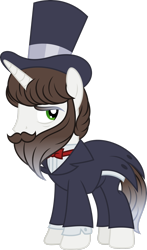 Size: 1875x3198 | Tagged: safe, artist:fuzzybrushy, oc, oc only, oc:mr. brushy, pony, beard, facial hair, hat, male, moustache, show accurate, simple background, solo, stallion, transparent background