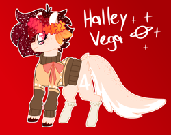 Size: 2978x2354 | Tagged: safe, artist:crazysketch101, oc, oc:halley vega, alien, pony, clothes, floral head wreath, flower, gradient background, high res, solo, sweater