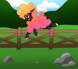 Size: 2166x1928 | Tagged: safe, artist:crazysketch101, oc, oc only, oc:lilly, sheep, fence, jumping, solo