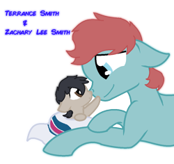 Size: 876x828 | Tagged: safe, artist:xxtyronendip4everxx, artist:xxwerecatdipperxx, oc, oc only, oc:terrance, oc:zachary, pony, baby, baby pony, blanket, boop, female, male, mother and child, mother and son, simple background, transparent background