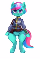 Size: 2691x3973 | Tagged: safe, artist:plasma fall, oc, oc:plasma fall, pony, unicorn, fallout equestria, clothes, high res, simple background, suit, white background