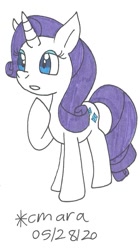 Size: 628x1120 | Tagged: safe, artist:cmara, rarity, pony, unicorn, g4, female, mare, raised hoof, solo, thinking, traditional art