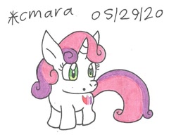 Size: 744x579 | Tagged: safe, artist:cmara, sweetie belle, pony, unicorn, g4, female, filly, solo, traditional art