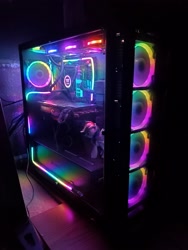 Size: 1920x2560 | Tagged: safe, rainbow dash, pegasus, pony, g4, barely pony related, computer, fans, female, figurine, funko pop!, graphics card, irl, lights, mare, motherboard, nvidia, pc, photo, radiator, rainbow lights, rgb, solo, wires, wood