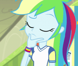 Size: 495x419 | Tagged: safe, screencap, rainbow dash, equestria girls, g4, my little pony equestria girls: choose your own ending, sock it to me, animated, cropped, cute, dashabetes, female, gif, reaction image, solo
