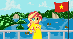 Size: 3356x1787 | Tagged: safe, artist:trungtranhaitrung, sunset shimmer, equestria girls, g4, flag, vietnam