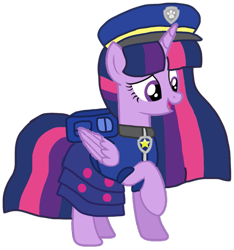 Size: 993x1061 | Tagged: safe, artist:徐詩珮, twilight sparkle, alicorn, pony, series:sprglitemplight diary, series:sprglitemplight life jacket days, series:springshadowdrops diary, series:springshadowdrops life jacket days, g4, alternate universe, base used, chase (paw patrol), clothes, cute, dress, eyelashes, female, hat, mare, open mouth, paw patrol, paw prints, raised hoof, simple background, smiling, solo, transparent background, twilight sparkle (alicorn)