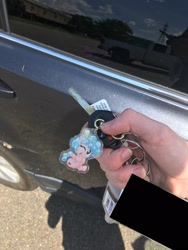 Size: 1575x2100 | Tagged: safe, artist:aleximusprime, cozy glow, human, pegasus, pony, g4, car, car keys, cozybetes, cute, female, filly, hand, hdr, irl, key, photo