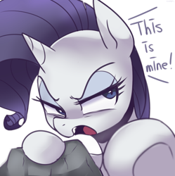Size: 3783x3800 | Tagged: safe, artist:maren, mean rarity, pony, unicorn, g4, the mean 6, angry, clone, dialogue, female, greed, greedity, high res, mare, mine, rock, simple background, solo, underhoof, white background