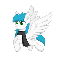 Size: 3119x3119 | Tagged: safe, artist:zylgchs, oc, oc only, oc:cynosura, pegasus, pony, clothes, flying, high res, looking up, pegasus oc, scarf, simple background, smiling, solo, spread wings, transparent background, vector, wings