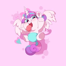 Size: 2048x2048 | Tagged: safe, artist:drtuo4, princess flurry heart, alicorn, pony, g4, baby, cute, diaper, female, filly, flurrybetes, foal, high res, looking at you, open mouth, silly, silly face, silly pony, solo, tongue out