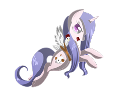 Size: 1600x1200 | Tagged: safe, artist:tomat-in-cup, oc, bird, chicken, pony, unicorn, duo, horn, open mouth, rearing, simple background, transparent background, unicorn oc