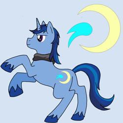 Size: 1600x1600 | Tagged: safe, oc, oc:bak, pony, unicorn, cutie mark, male, moon, rearing, stallion