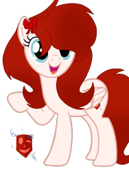 Size: 1736x2312 | Tagged: safe, artist:circuspaparazzi5678, oc, oc only, oc:comedian surprise, pegasus, pony, base used, bow, next generation, parent:breanna, parent:circus paparazzi, redesign, shipping, smiling, solo