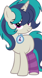 Size: 1736x3216 | Tagged: safe, artist:circuspaparazzi5678, oc, oc only, oc:elastic cannon, pony, unicorn, base used, clothes, female, headphones, magical lesbian spawn, mare, next generation, offspring, parent:octavia melody, parent:vinyl scratch, parents:scratchtavia, redesign, shipping, simple background, socks, solo, striped socks, transparent background