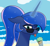 Size: 1200x1100 | Tagged: safe, artist:ngnir, princess luna, pony, g4, atg 2020, beach, blushing, food, ice cream, newbie artist training grounds, ocean, one eye closed, sunglasses, water, wink