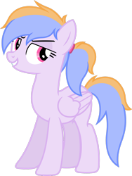 Size: 1280x1700 | Tagged: safe, artist:melodismol, oc, oc only, oc:swift shot, pegasus, pony, g4, inkscape, ponytail, simple background, smug, solo, transparent background, vector