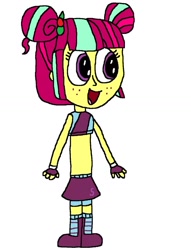 Size: 1024x1341 | Tagged: safe, artist:mixopolischannel, sour sweet, equestria girls, g4, boots, boxing boots, boxing bra, boxing skirt, boxing trunks, clothes, exeron fighters, exeron gloves, exeron outfit, fingerless gloves, freckles, gloves, hairpin, mma gloves, shoes, skirt, socks, sports bra