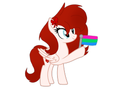 Size: 2400x1770 | Tagged: safe, artist:circuspaparazzi5678, oc, oc only, oc:comedian surprise, pegasus, pony, base used, bow, next generation, parent:breanna, parent:circus paparazzi, polysexual, polysexual pride flag, pride, pride flag, pride month, shipping, simple background, solo, transparent background