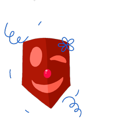 Size: 1024x1024 | Tagged: safe, artist:circuspaparazzi5678, oc, oc only, oc:comedian surprise, clown nose, cutie mark, cutie mark only, mask, no pony, red nose, simple background, smiling, streamers, transparent background