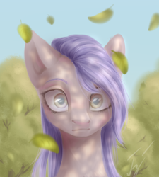 Size: 2700x3000 | Tagged: safe, artist:гусь, oc, oc only, earth pony, pony, blind, dappled sunlight, falling leaves, female, high res, leaves, mare, solo