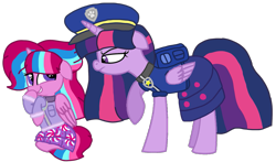Size: 1777x1046 | Tagged: safe, artist:徐詩珮, twilight sparkle, oc, oc:bubble sparkle, alicorn, pony, bubbleverse, series:sprglitemplight diary, series:sprglitemplight life jacket days, series:springshadowdrops diary, series:springshadowdrops life jacket days, g4, alternate universe, base used, chase (paw patrol), clothes, cute, female, filly, magical lesbian spawn, magical threesome spawn, mother and child, mother and daughter, multiple parents, next generation, offspring, parent:glitter drops, parent:spring rain, parent:tempest shadow, parent:twilight sparkle, parents:glittershadow, parents:sprglitemplight, parents:springdrops, parents:springshadow, parents:springshadowdrops, paw patrol, simple background, transparent background, twilight sparkle (alicorn), twilight sparkle is not amused, unamused