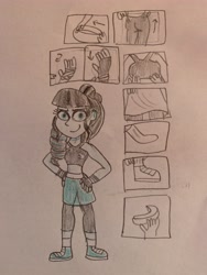 Size: 4032x3024 | Tagged: safe, artist:13mcjunkinm, coloratura, equestria girls, g4, boxing shoes, boxing skirt, boxing trunks, clothes, exeron fighters, exeron gloves, exeron outfit, leggings, martial arts kids, martial arts kids outfits, midriff, shoes, skirt, sneakers, socks, sports bra, traditional art