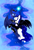 Size: 1080x1596 | Tagged: safe, artist:jvarts6112, princess luna, oc, oc:isaac pony, alicorn, earth pony, pony, g4, blue background, blue mane, canon x oc, eyes closed, female, hug, kissing, love, magic, male, mare, nightmare, romance, shipping, simple background, stallion